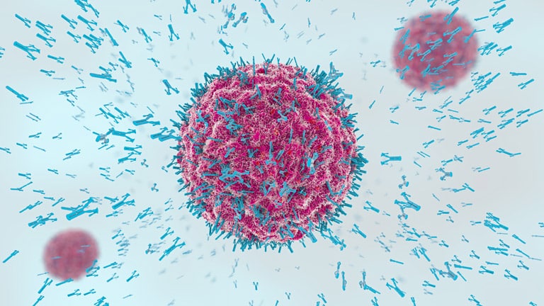 Antibodies attacking virus cell for BARDA Funding