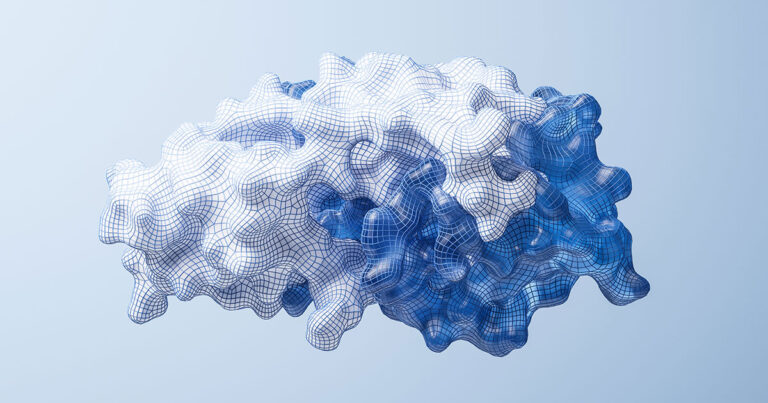 Enzyme structure with biological concept 3d rendering