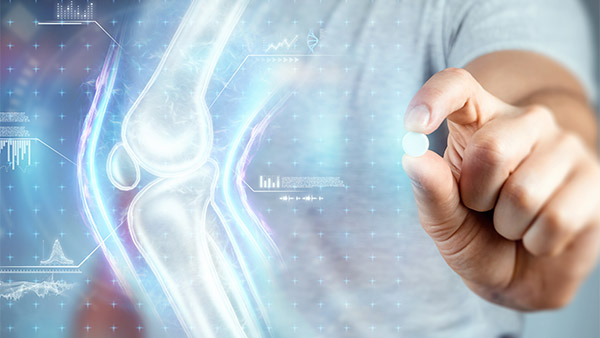 Digital illustration of a knee and joint representing Osteoarthritis Treatment Research